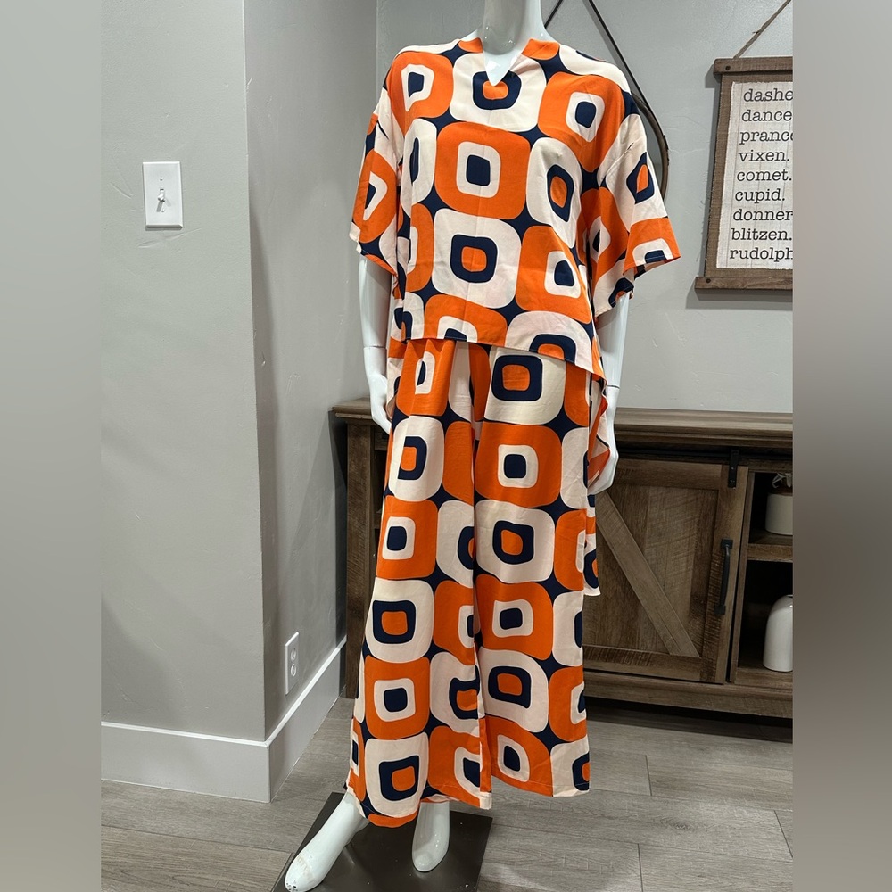 WHY DRESS Womens Colorful  2 Piece Set Casual Boho Chic Bohemian Size S